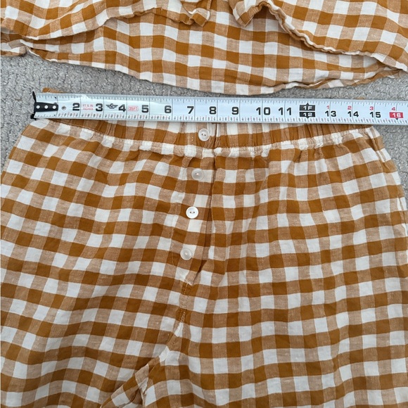 Morrow Soft Goods 100% Linen Esme Plaid Shirt and Shorts Set size Small - Picture 9 of 9